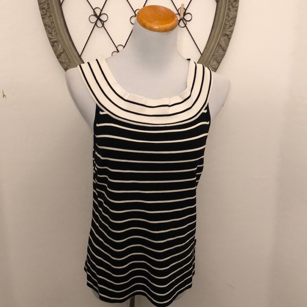 Carducci Black and White Stripe Knit Top